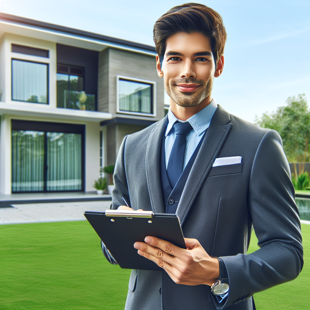 Realistic stock image of real estate agent